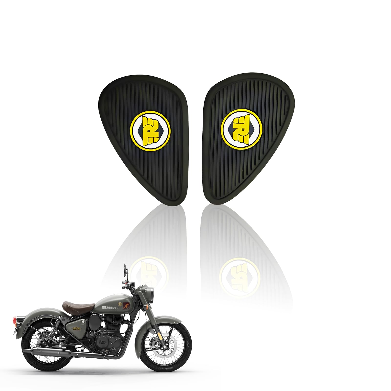 Silicone Tank Pads for Reborn Classic 350 | Premium Tank Protection Pads |Anti-Slip and Scratch-Resistant Design |Stylish and Durable (Pack of 2)-Yellow Black - Moto Genius