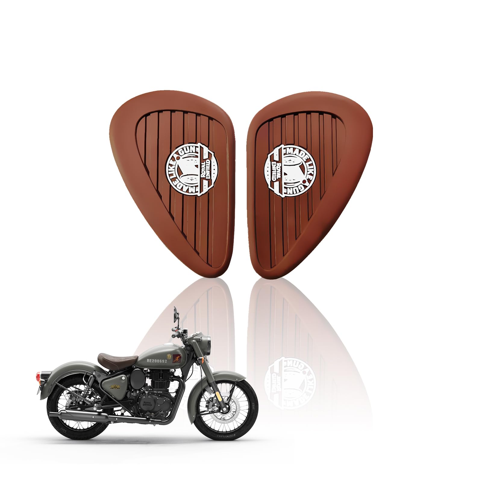Silicone Tank Pads for Reborn Classic 350 | Premium Tank Protection Pads |Anti-Slip and Scratch-Resistant Design |Stylish and Durable (Pack of 2)-Brown - Moto Genius