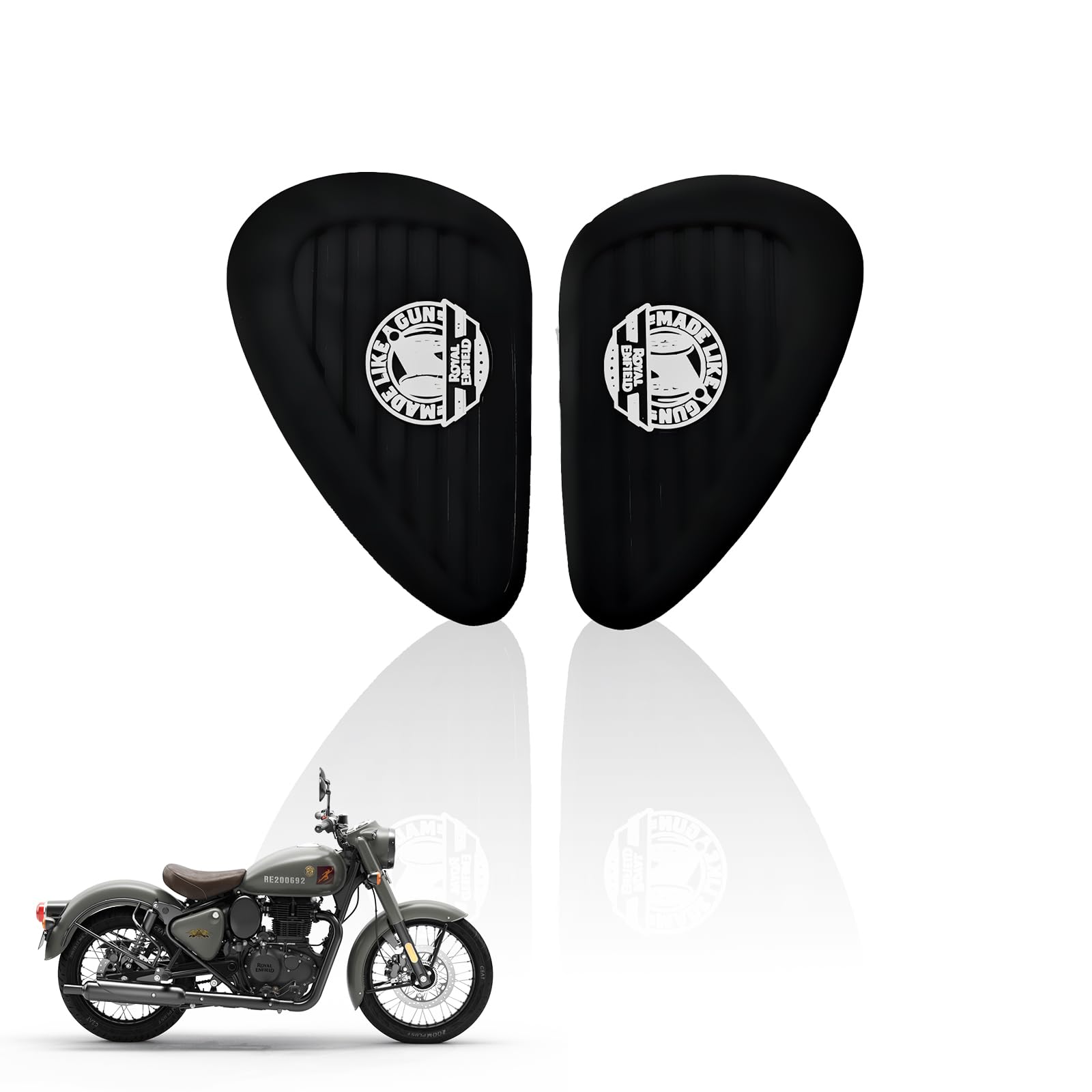 Silicone Tank Pads for Reborn Classic 350 | Premium Tank Protection Pads |Anti-Slip and Scratch-Resistant Design |Stylish and Durable (Pack of 2)-Black White - Moto Genius