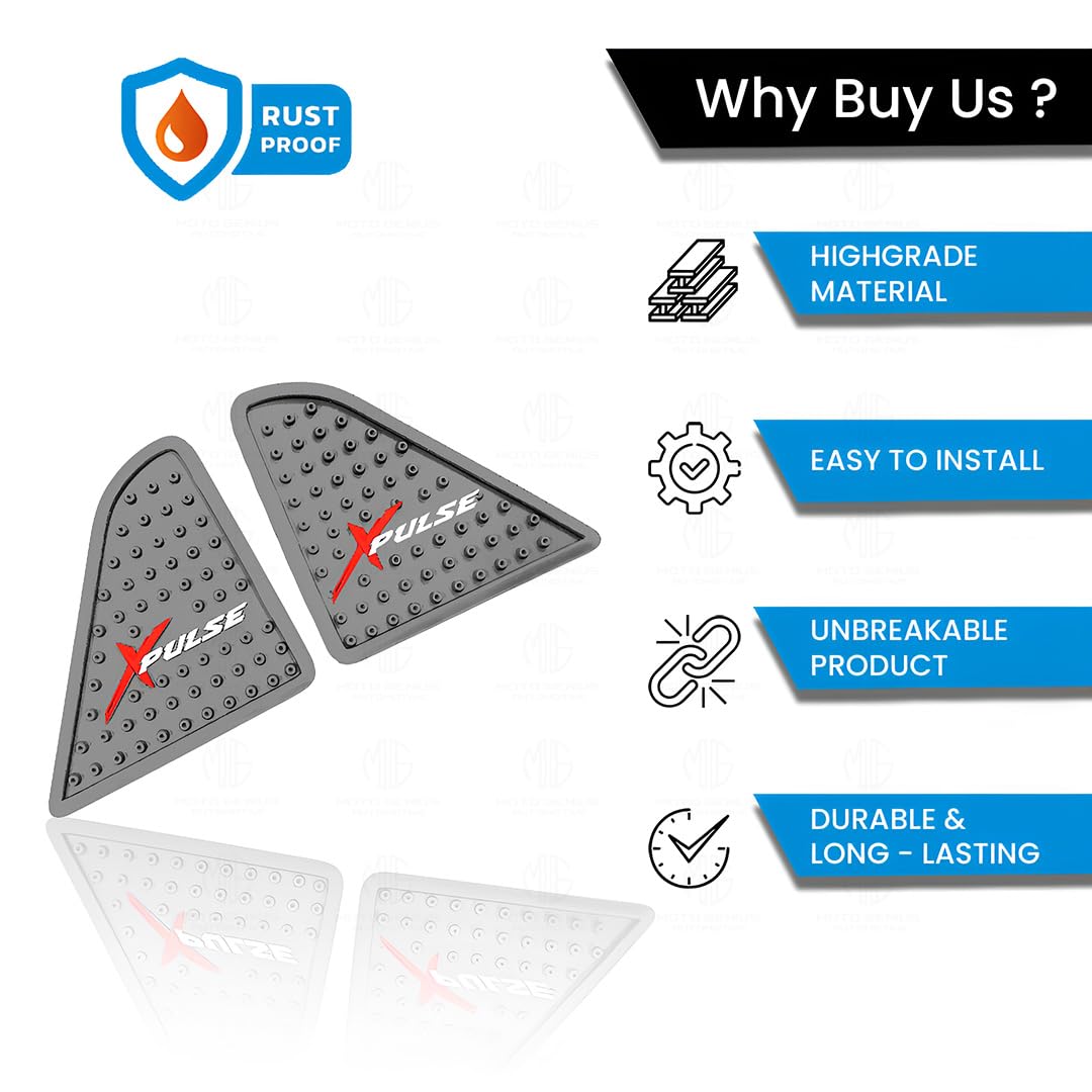 Silicone Tank Pads for Xpulse Motorbikes | Premium Tank Protection Pads | Anti-Slip and Scratch-Resistant Design | Stylish and Durable (Pack of 2)-Silver - Moto Genius