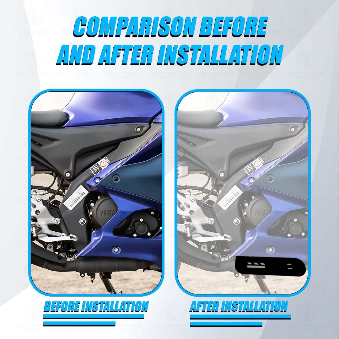 Skid Plate with Clamp & Washer for R15 V4 | Underbelly Guard for Silencer & Chassis Protection-Black - Moto Genius