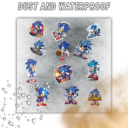 Sonic Cartoon 3D Waterproof Vinyl Stickers Pack for Kids – Self Adhesive Cute Cartoon Decal for Laptop, Mobile Phone, Helmet, Bike, Car, Notebook & Water Bottle - Moto Genius