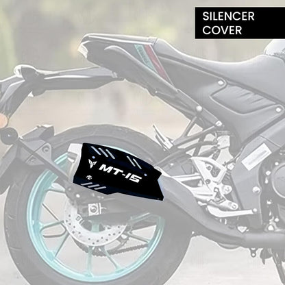 Stainless Steel Exhaust Cover Silencer Protector for MT 15 | Premium Exhaust Heat Shield Protector for Enhanced Durability and Style | Easy Installation-Black - Moto Genius