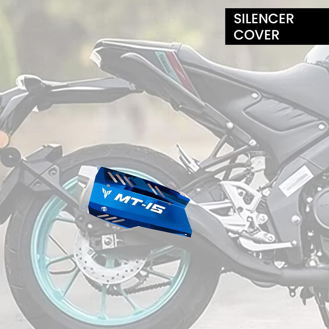 Stainless Steel Exhaust Cover Silencer Protector for MT 15 | Premium Exhaust Heat Shield Protector for Enhanced Durability and Style | Easy Installation-Blue - Moto Genius