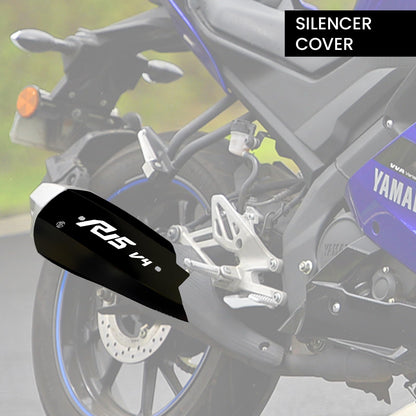 Stainless Steel Exhaust Cover Silencer Protector for R15 V4 | Premium Exhaust Heat Shield Protector for Enhanced Durability and Style | Easy Installation-Black - Moto Genius