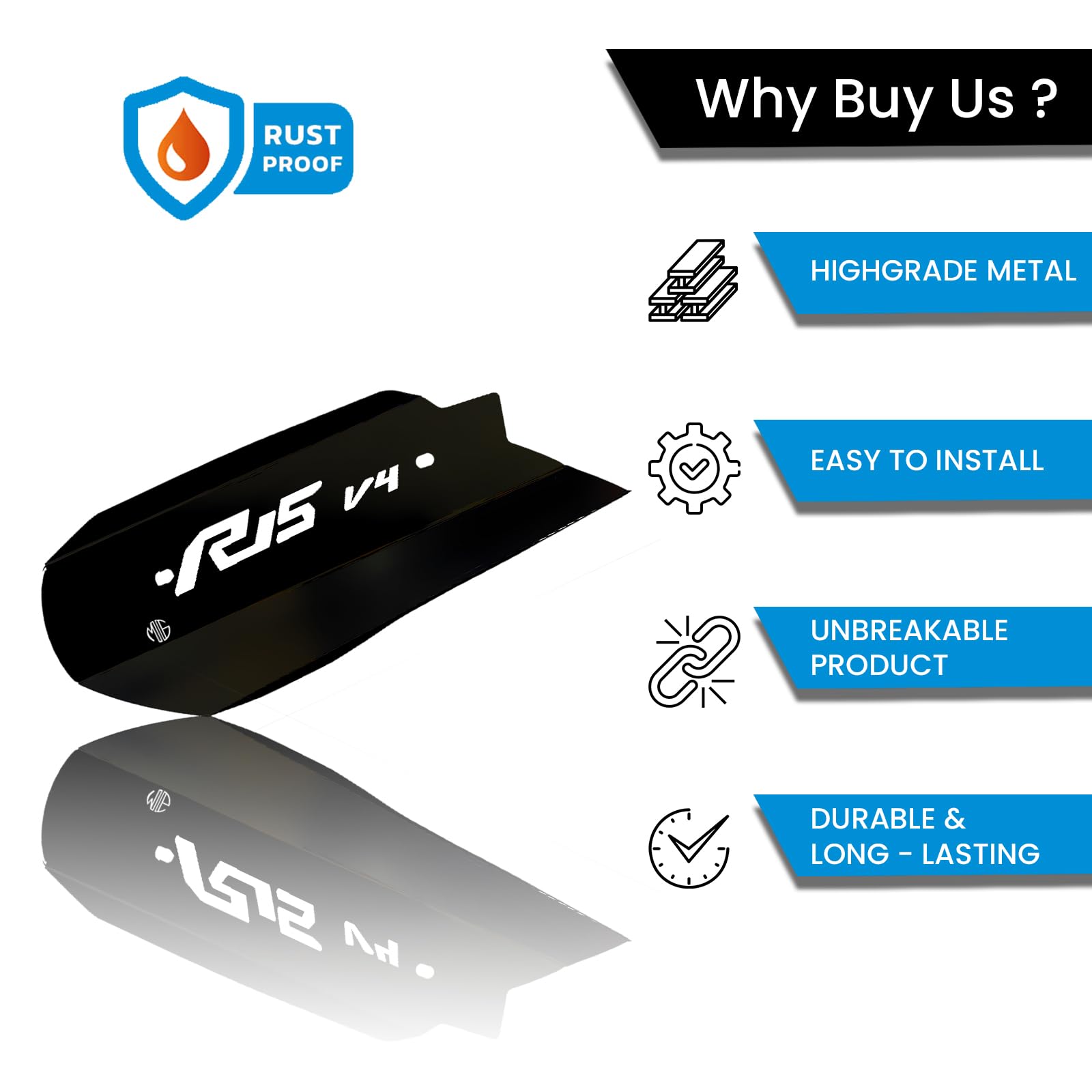 Stainless Steel Exhaust Cover Silencer Protector for R15 V4 | Premium Exhaust Heat Shield Protector for Enhanced Durability and Style | Easy Installation-Black - Moto Genius