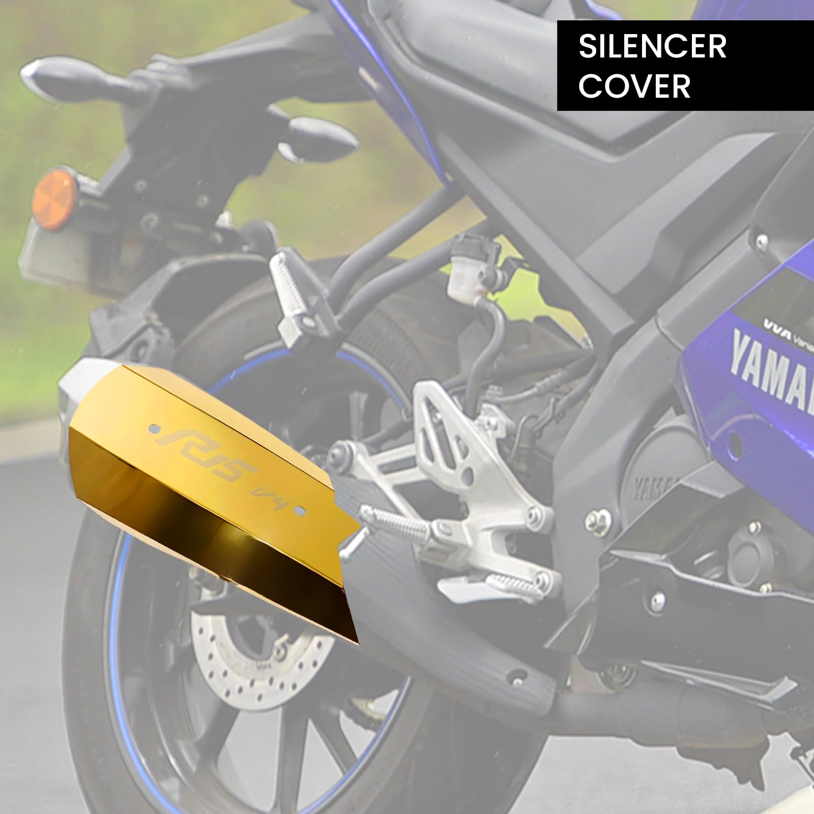 Stainless Steel Exhaust Cover Silencer Protector for R15 V4 | Premium Exhaust Heat Shield Protector for Enhanced Durability and Style | Easy Installation-Gold - Moto Genius