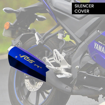 Stainless Steel Exhaust Cover Silencer Protector for R15 V4 | Premium Exhaust Heat Shield Protector for Enhanced Durability and Style | Easy Installation-Blue - Moto Genius