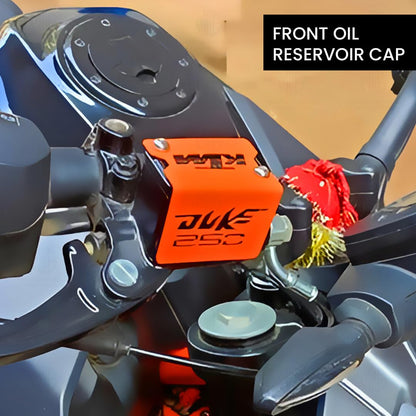 Stainless Steel Front Disc Brake Fluid Reservoir Oil Cap for KTM Duke 250 Motorbike Replacement for Enhanced Durability and Performance-Orange - Moto Genius