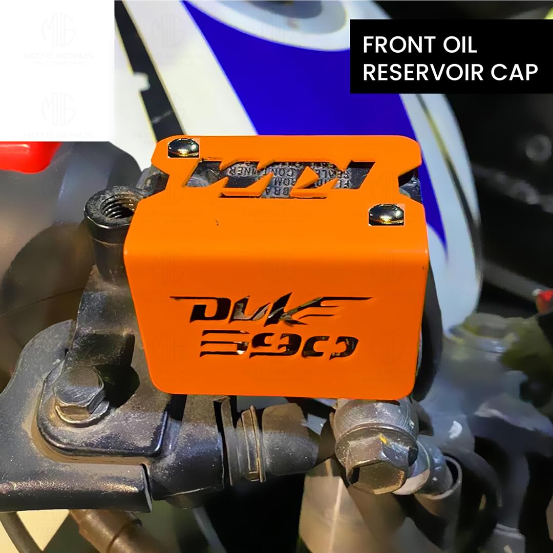 Stainless Steel Front Disc Brake Fluid Reservoir Oil Cap for KTM Duke 390 Motorbike Replacement for Enhanced Durability and Performance-Orange - Moto Genius