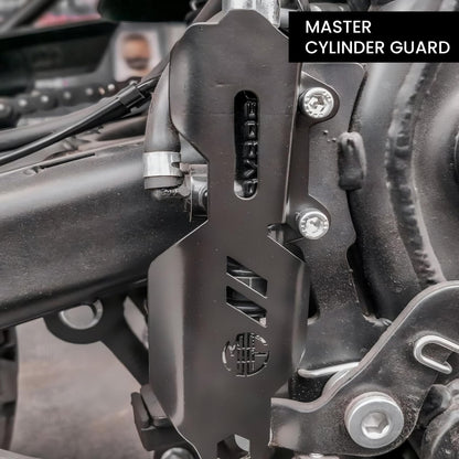 Stainless Steel Master Cylinder Guard for RE Interceptor Motorbike | Heavy-Duty, Impact-Resistant Protection for Motorcycle Brake Systems |Durable Steel Construction-Black - Moto Genius