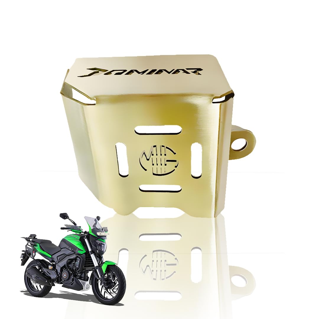 Stainless Steel Rear Brake Oil Container Guard for Dominar 200 & 400 Â– Durable Protection & Stylish Design for Motorcycles-Silver - Moto Genius