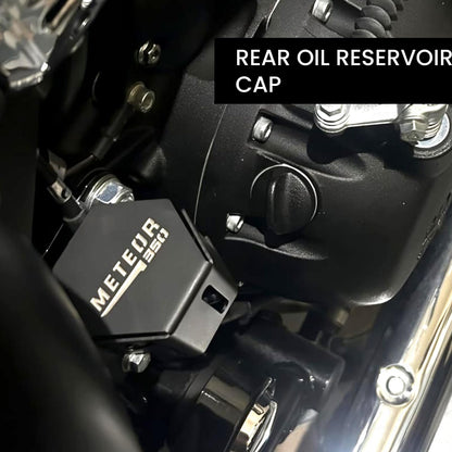 Stainless Steel Rear Brake Oil Container Guard for Meteor 350, Durable & Stylish Protection-Black - Moto Genius