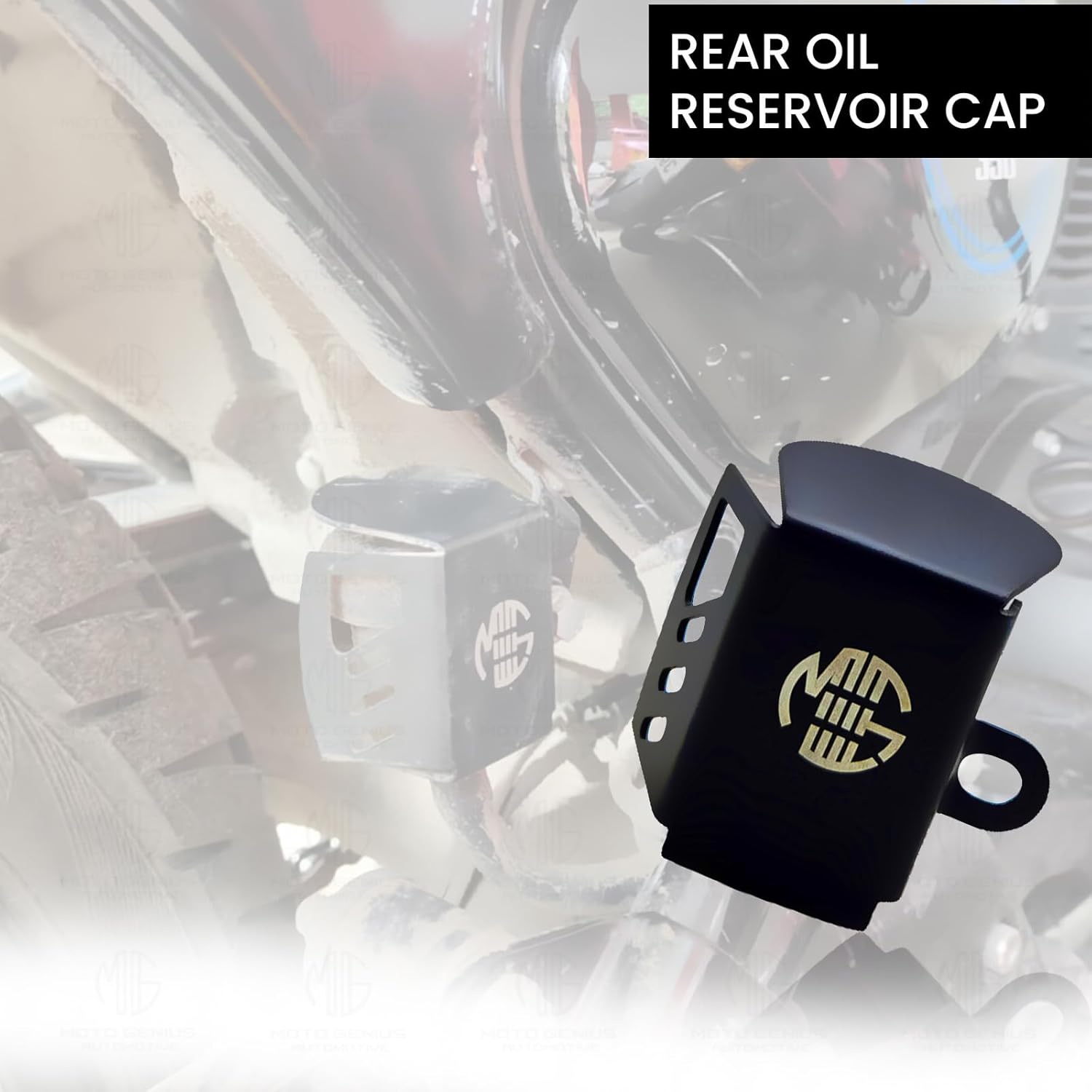 Stainless Steel Rear Brake Oil Container Guard for RE Interceptor | Fluid Reservoir Cap Compatible with RE Interceptor-Black - Moto Genius