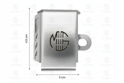 Stainless Steel Rear Brake Oil Container Guard for RE Interceptor | Fluid Reservoir Cap Compatible with RE Interceptor-Silver - Moto Genius