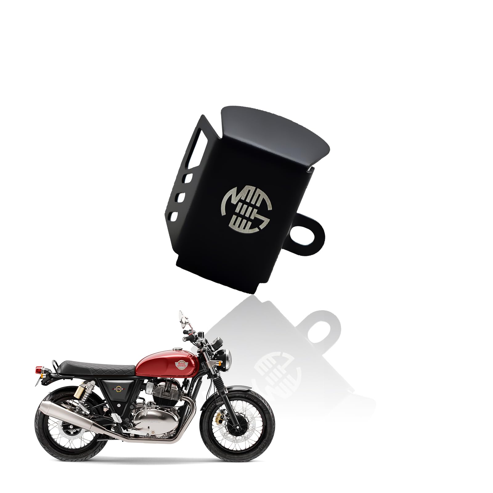 Stainless Steel Rear Brake Oil Container Guard for RE Interceptor | Fluid Reservoir Cap Compatible with RE Interceptor-Black - Moto Genius
