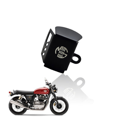 Stainless Steel Rear Brake Oil Container Guard for RE Interceptor | Fluid Reservoir Cap Compatible with RE Interceptor-Black - Moto Genius