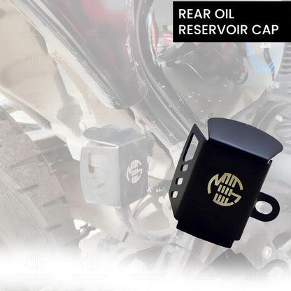 Stainless Steel Rear Brake Oil Container Guard for RE Interceptor | Fluid Reservoir Cap Compatible with RE Interceptor-Black - Moto Genius
