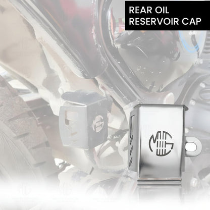 Stainless Steel Rear Brake Oil Container Guard for RE Interceptor | Fluid Reservoir Cap Compatible with RE Interceptor-Silver - Moto Genius