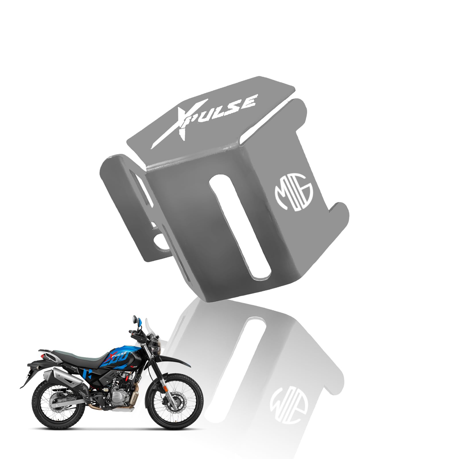 Stainless Steel Rear Brake Oil Container Guard for Xpulse | Durable Protection & Stylish Design for Motorcycles-Silver - Moto Genius