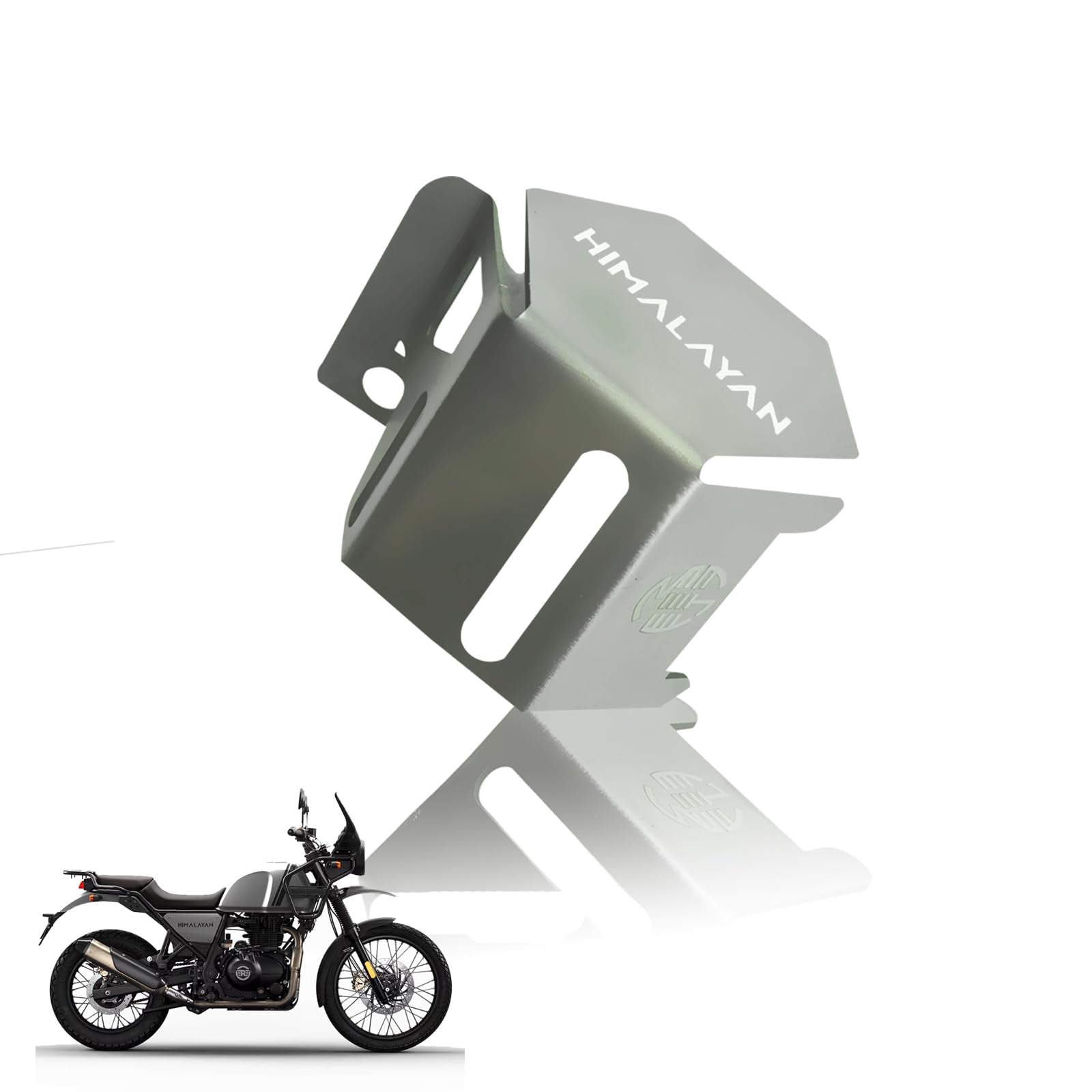 Stainless Steel Rear Brake Oil Container Guard, Premium Finish, for RE Himalayan BS3/BS4/BS6/Scram Motorbike-Silver - Moto Genius