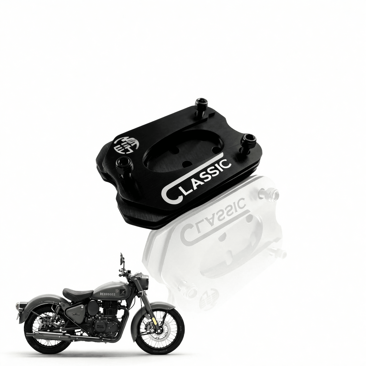 Stainless Steel Side Stand Extender for Classic Reborn 350 | Heavy Duty Parking Support and Stability Enhancer-Black - Moto Genius