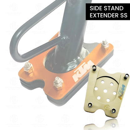 Stainless Steel Side Stand Extender for ( GEN1 & GEN2 MODELS ONLY ) KTM RC Duke 125 200 250 390 | Heavy Duty Parking Support and Stability Enhancer-Silver - Moto Genius