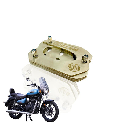 Stainless Steel Side Stand Extender for Meteor 350 Motorbike | Heavy Duty Parking Support and Stability Enhancer-Silver - Moto Genius