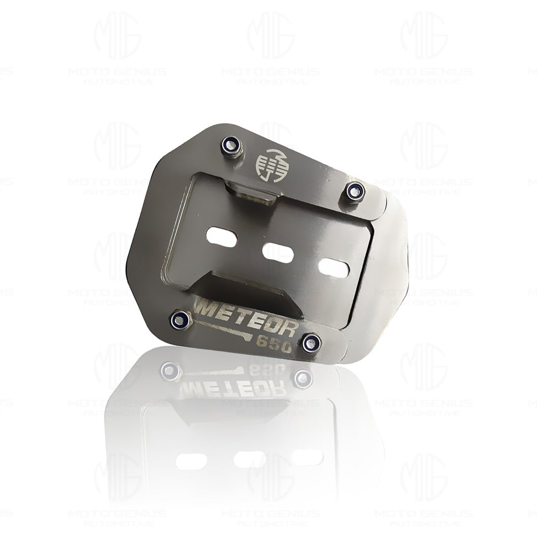 Stainless Steel Side Stand Extender for RE Super Meteor 650 | Heavy Duty Parking Support and Stability Enhancer-Silver - Moto Genius
