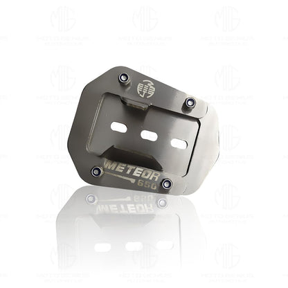 Stainless Steel Side Stand Extender for RE Super Meteor 650 | Heavy Duty Parking Support and Stability Enhancer-Silver - Moto Genius
