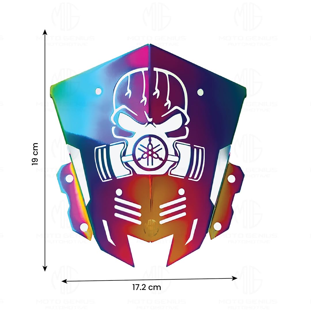 Stainless Steel Visor Windscreen Windshield Deflector for MT 15 | Heavy Quality Flyscreen with Mount for Motorbike | Wind Sheld Protector-Skull Black - Moto Genius
