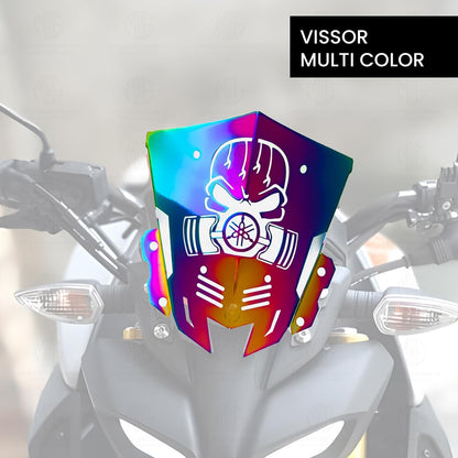 Stainless Steel Visor Windscreen Windshield Deflector for MT 15 | Heavy Quality Flyscreen with Mount for Motorbike | Wind Sheld Protector-Skull Black - Moto Genius