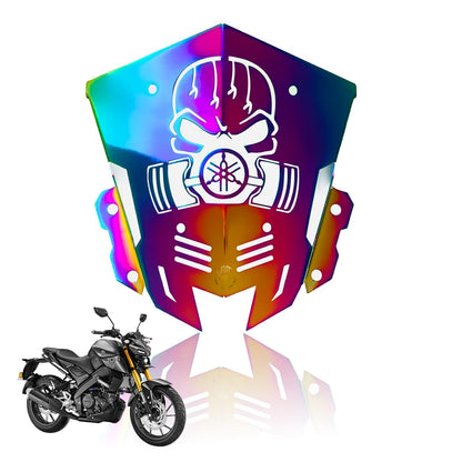 Stainless Steel Visor Windscreen Windshield Deflector for MT 15 | Heavy Quality Flyscreen with Mount for Motorbike | Wind Sheld Protector-Skull Black - Moto Genius