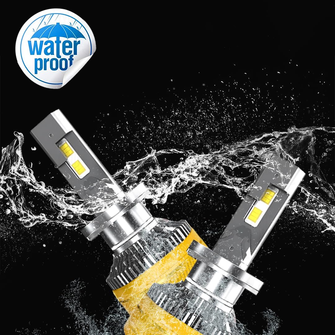Super Bright 300W LED Headlight Conversion Kit for Car & Motorbike, Waterproof Steel & Aluminium Design, High Performance, Energy Efficient (H7) Pack of 2 - Moto Genius