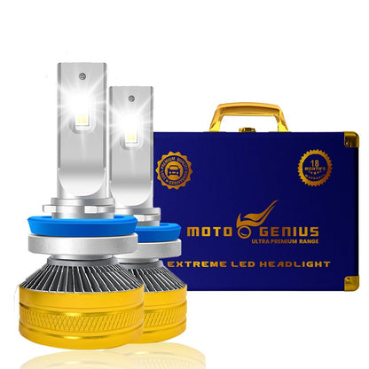 Super Bright 300W LED Headlight Conversion Kit for Car & Motorbike, Waterproof Steel & Aluminium Design, High Performance, Energy Efficient (H7) Pack of 2 - Moto Genius