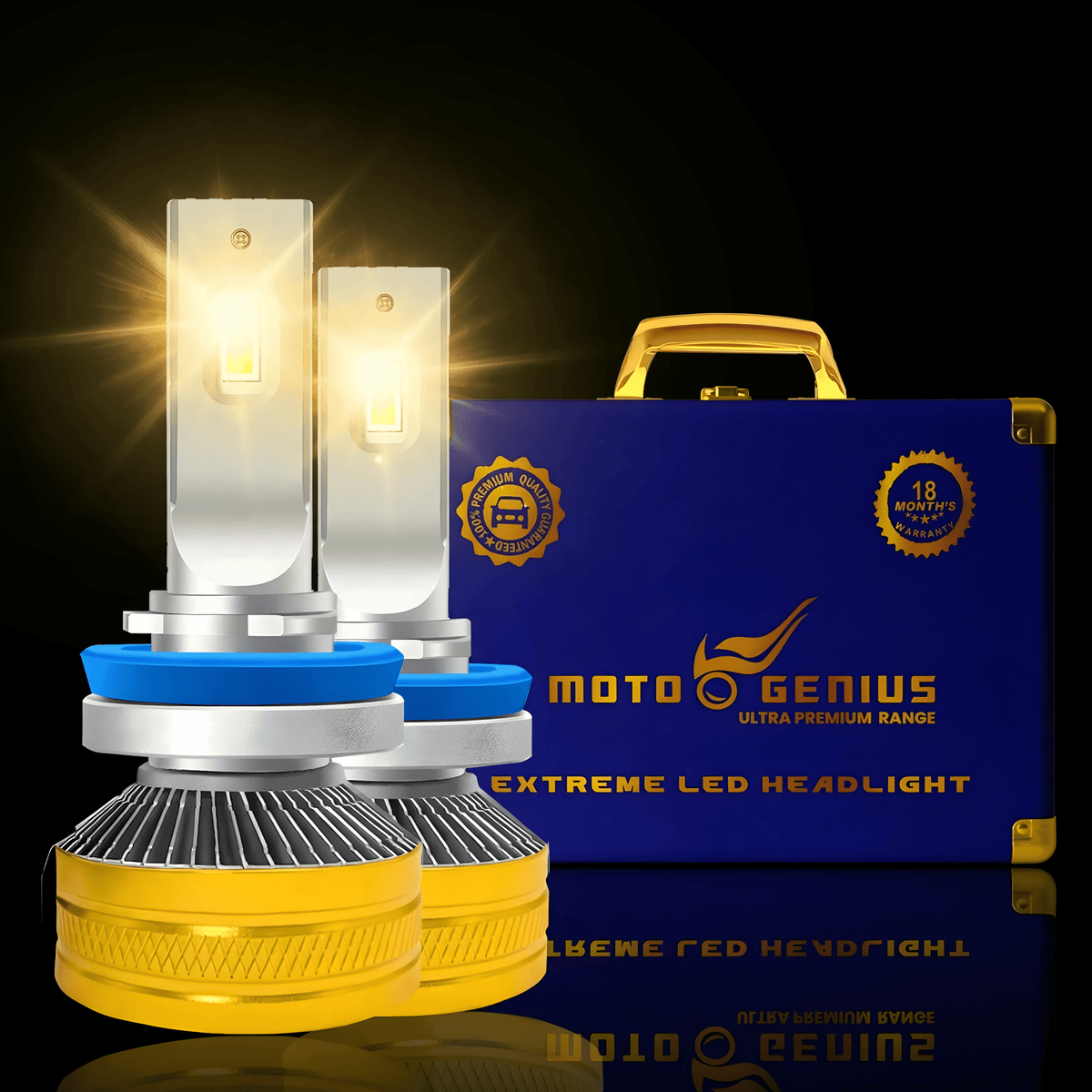 Super Bright 300W LED Headlight Conversion Kit for Cars & Motorbikes | H8 Bulbs | Waterproof Steel & Aluminium Design | High-Performance, Energy-Efficient (Pack of 2) - Moto Genius