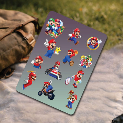 Super Mario 3D Waterproof Vinyl Stickers Pack for Kids – Self Adhesive Cute Cartoon Decal for Laptop, Mobile Phone, Helmet, Bike, Car, Notebook & Water Bottle - Moto Genius