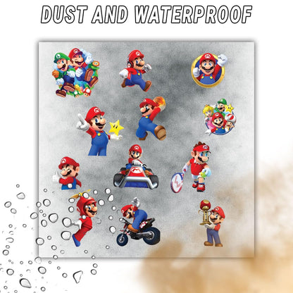 Super Mario 3D Waterproof Vinyl Stickers Pack for Kids – Self Adhesive Cute Cartoon Decal for Laptop, Mobile Phone, Helmet, Bike, Car, Notebook & Water Bottle - Moto Genius