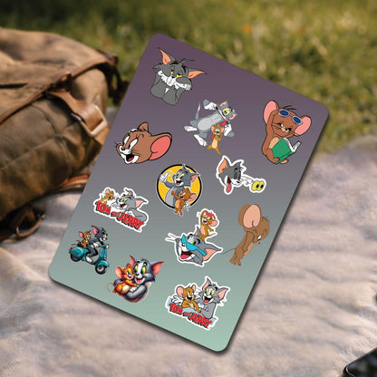 Tom & Jerry Cartoon 3D Waterproof Vinyl Stickers Pack | Self Adhesive Cute Cartoon Decal for Laptop, Mobile Phone, Helmet, Bike, Car, Notebook & Water Bottle - Moto Genius