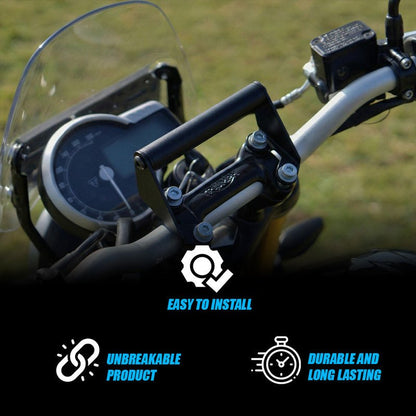 Triumph Speed 400 Heavy Duty Metal Mobile Holder for Bike | Handlebar Phone Mount with GPS Support | Anti-Vibration Motorcycle Phone Holder | Black - Moto Genius