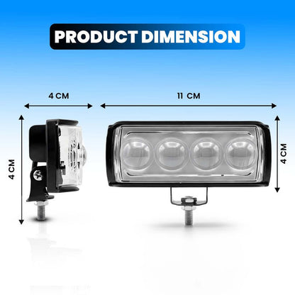 Universal 4-LED Motorcycle Fog Light Kit | 70W Dual Lens Projector Spotlight with Wired Switch | 12V-80V Waterproof Driving Lamps for Bikes (Pack of 2) - Moto Genius