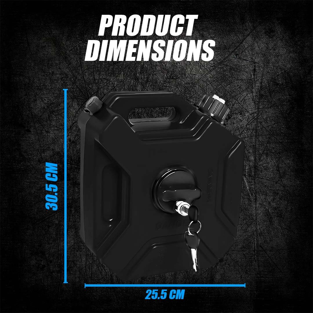 Universal 5 Liter Fuel Jerry Can With Clamp and Cap For Motorcycle | Fuel Container Heavy Duty construction for Petrol/diesel/kerosene Storage (Pack of 2)-Black - Moto Genius