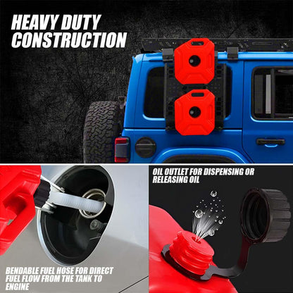 Universal 5 Liter Fuel Jerry Can With Clamp and Cap For Motorcycle | Fuel Container Heavy Duty construction for Petrol/diesel/kerosene Storage (Pack of 2)-Red - Moto Genius