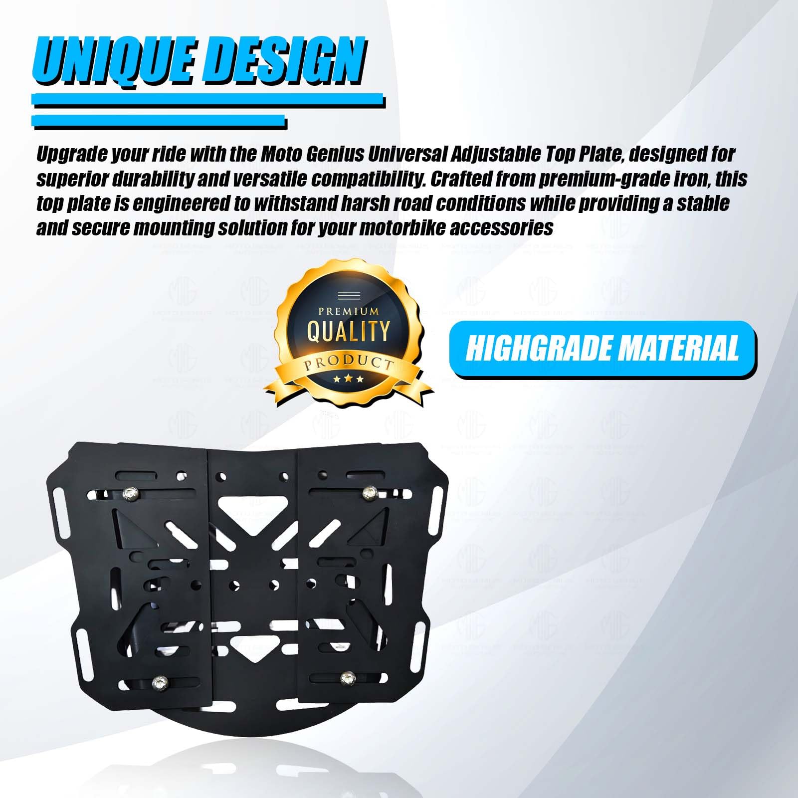 Universal Adjustable Top Base Plate for Luggage Rack | Fits All Bikes | Heavy-Duty Metal Construction-Black - Moto Genius