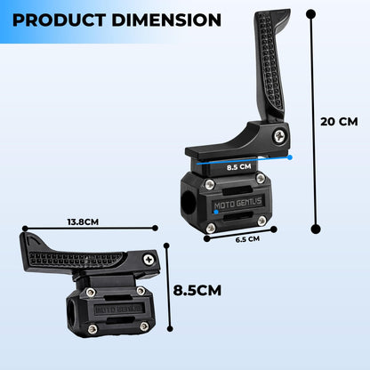 Universal Aluminium & Plastic Foldable Motorcycle Footrest for Crash Guard | Anti-Rust Engine Guard Foot Peg | Adjustable Highway Rider Foot Support for All Bikes - Moto Genius