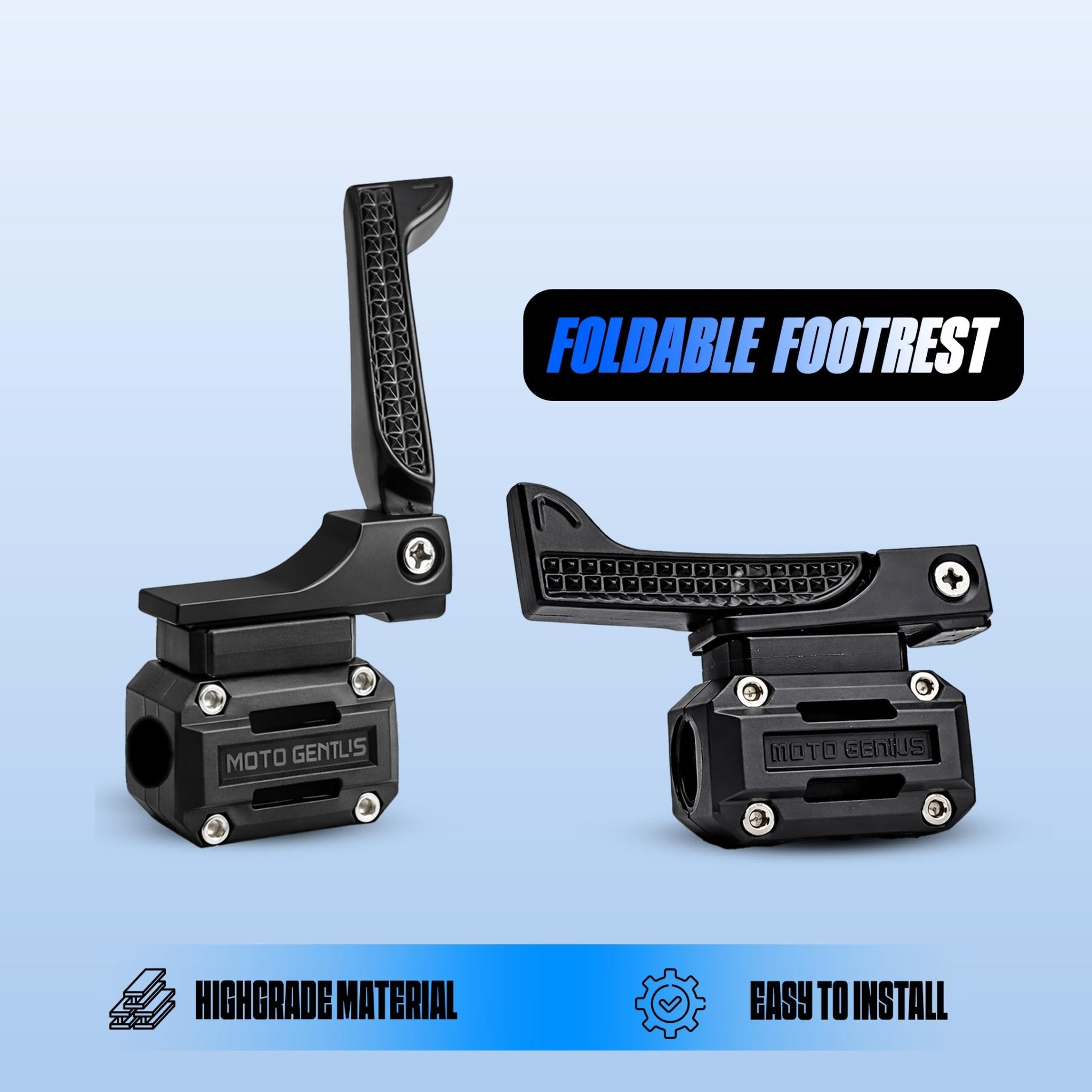 Universal Aluminium & Plastic Foldable Motorcycle Footrest for Crash Guard | Anti-Rust Engine Guard Foot Peg | Adjustable Highway Rider Foot Support for All Bikes - Moto Genius