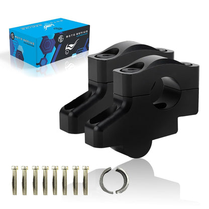 Universal Aluminium Pull Back/Off Set Handlebar Risers for Motorbike | Adjustable Height and Angle, Lightweight, Durable, Easy Installation-Black - Moto Genius