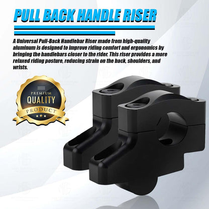 Universal Aluminium Pull Back/Off Set Handlebar Risers for Motorbike | Adjustable Height and Angle, Lightweight, Durable, Easy Installation-Black - Moto Genius