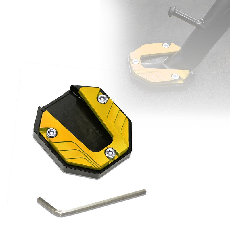 Universal Aluminum Scooty & Scooter Kickstand Extender | Side Stand Extension Pad Support Plate | Anti-Skid Enlarged Base Foot for Scooty Stability-Gold - Moto Genius