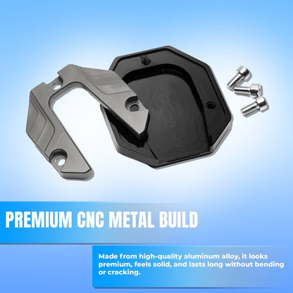 Universal Aluminum Scooty & Scooter Kickstand Extender | Side Stand Extension Pad Support Plate | Anti-Skid Enlarged Base Foot for Scooty Stability-Gray - Moto Genius